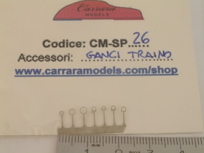 CM-SP26 set 7 pz ganci traino in fotoincisione vari tipi per auto stradali e corsa - scala 1:43